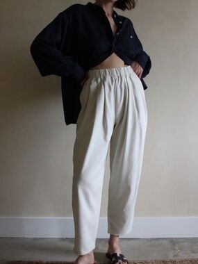 Na Nin Lena Silk Canvas Pants (XS, cream, NWOT)